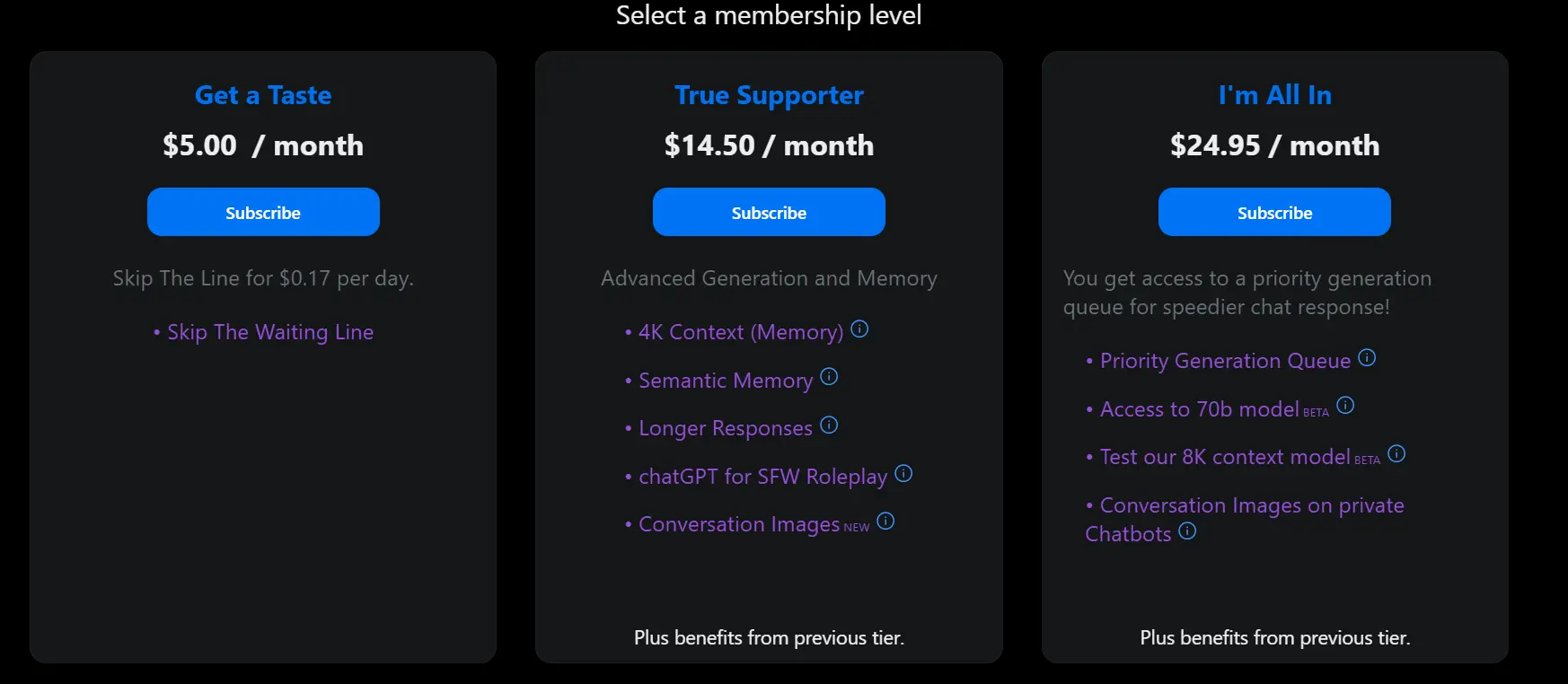 Pricing Plans of SpicyChat AI